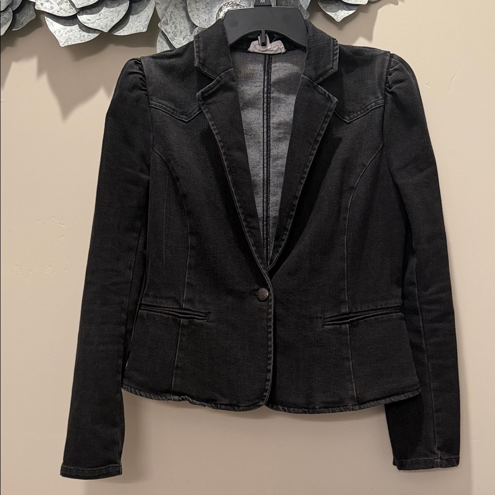 REPUBLIC DENIM STRETCH FITTED SUIT JACKET BLACK SIZE SMALL NWOT